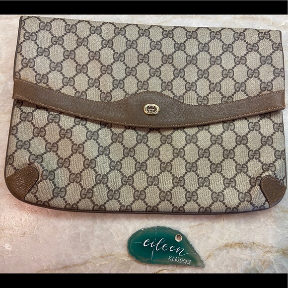 Vintage Gucci GG Foldover Clutch Canvas PVC - Accessory Collection - Picture 1 of 13